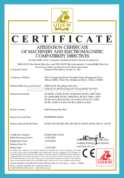 Chiny Sussman Machinery(Wuxi) Co.,Ltd Certyfikaty